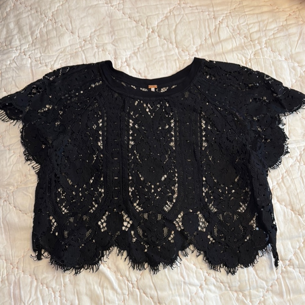 Free people Black Lace Top